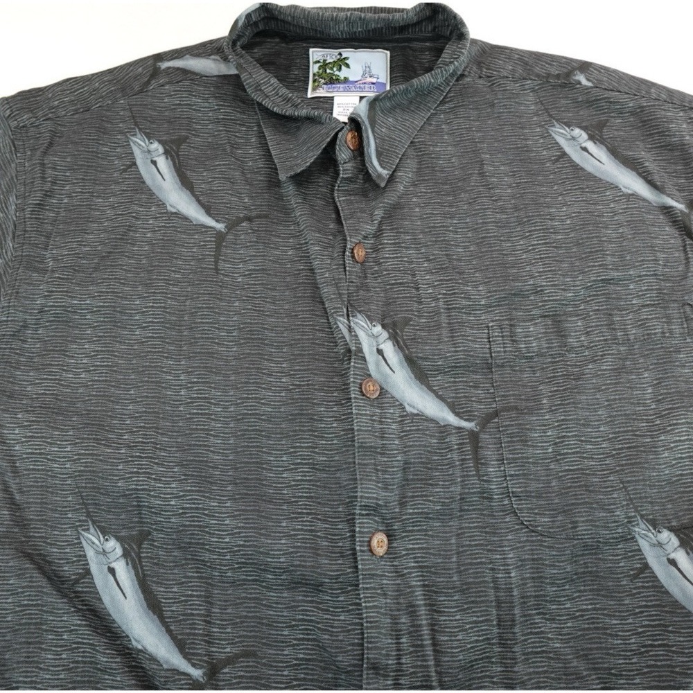 Vintage Bluewater AFTCO Shirt 2XL Sword Fish Hot Rod Hawaiian Short Sleeve - Picture 2 of 10